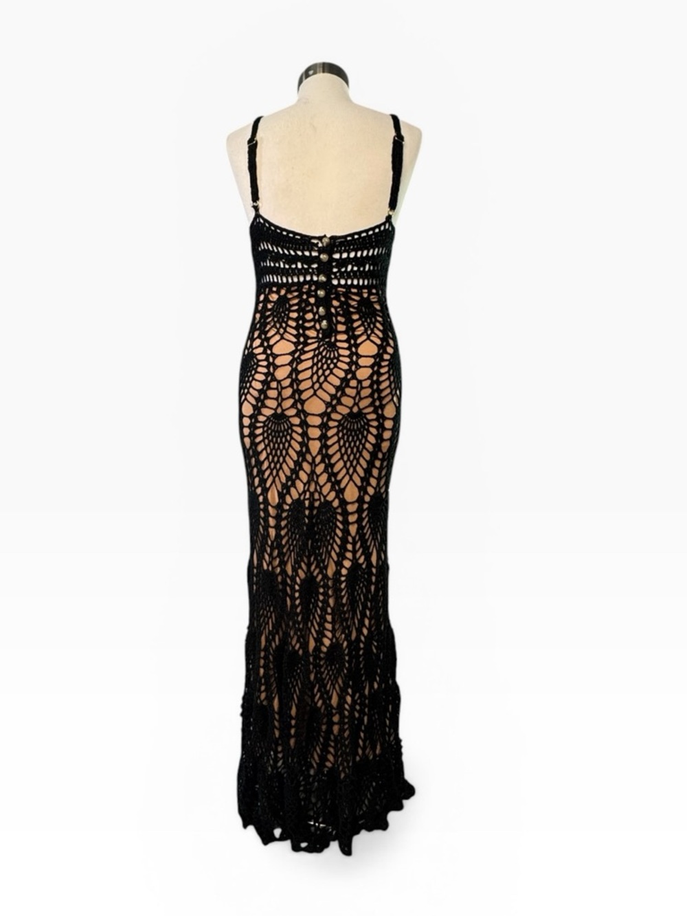JLUXLABEL GREAT ESCAPE CROCHET MAXI DRESS LINED BODYCON BOHO GLAM **NWOT** - Picture 7 of 16